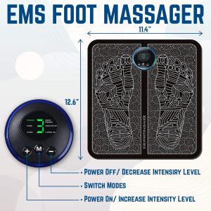 EMS Electric Feet Massager Circulation Foot Massager Foot Reflexology Massager Foot Massager Circulation Feet Circulation Massager 6 Modes 9 Intensities–Relax Muscles Relieve Feet & Legs Pain