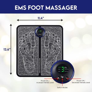 EMS Electric Feet Massager–Foot Reflexology Massager- Foot Massager for Circulation -Circulation Foot Massager-Feet Circulation Massager – 6 Modes 9 Intensities–Foldable Rechargeable Circulation